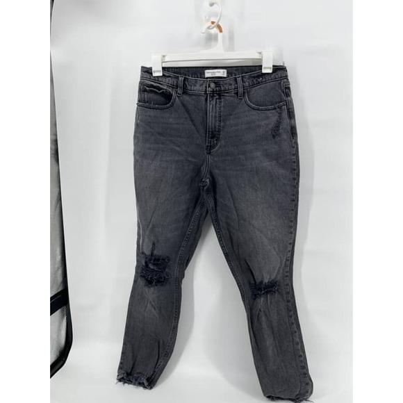 Abercrombie Fitch High Rise Skinny Distressed Jeans Womens Size 14 Gray - Picture 1 of 5